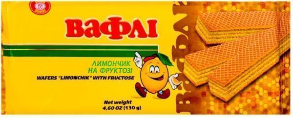 Вафлі Лимончик на фруктозе 130 г 