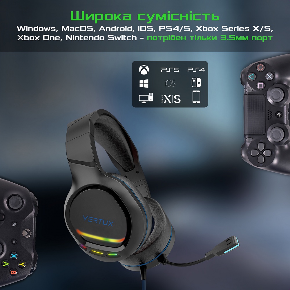 Гарнітура ігрова Vertux Tokyo blue (tokyo.blue)