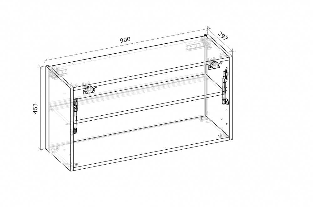 Шкаф верхний Грейд Оптимум с газлифтом LS (фас.СВ) 900x460x297 мм серый графит