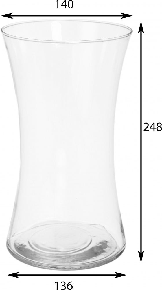 Ваза стеклянная Pako-If прозрачна d137 мм 25 см