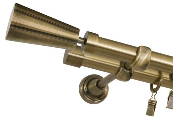 Карниз Bojanek VASO подвійний укомплектований d19 мм 160 см антична латунь 
