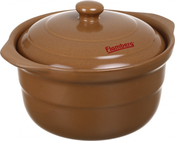 Каструля керамічна 3,1 л коричнева жаростійка Flamberg
