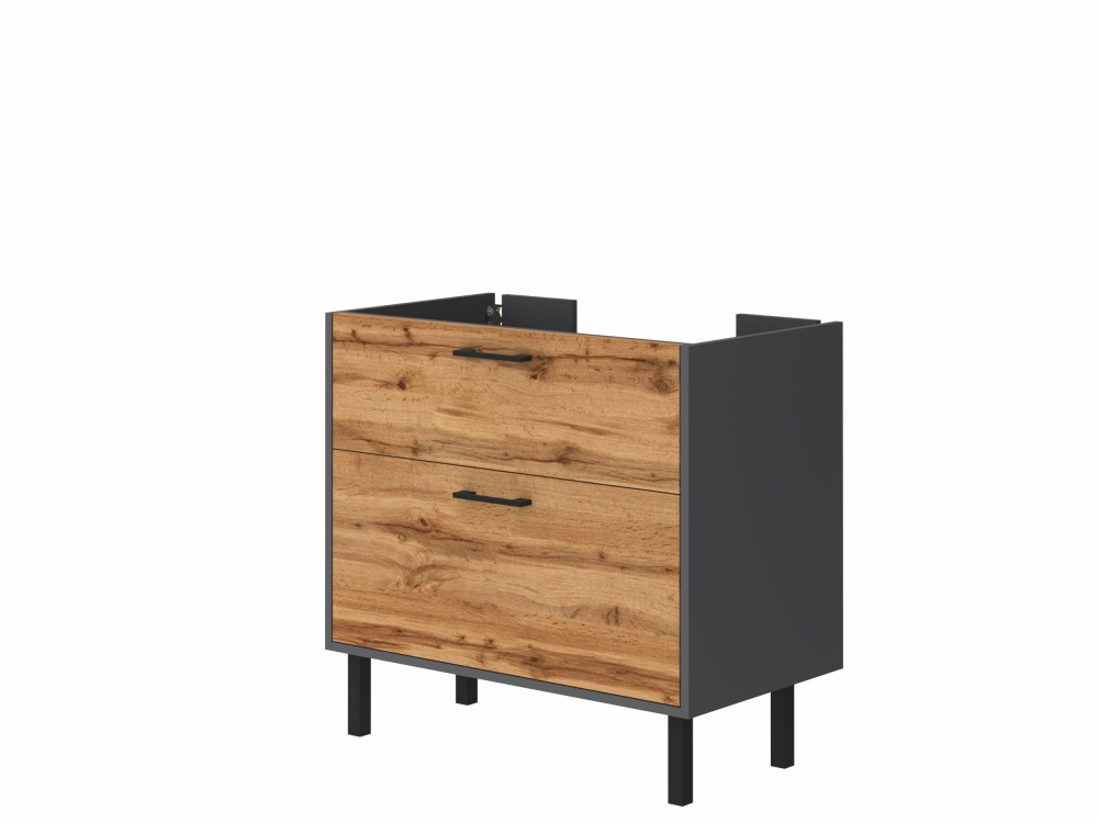Тумба ЮВЕНТА Afina 80 см антрацит + Дуб Вотан под столешницу или умывальник Piedra 80