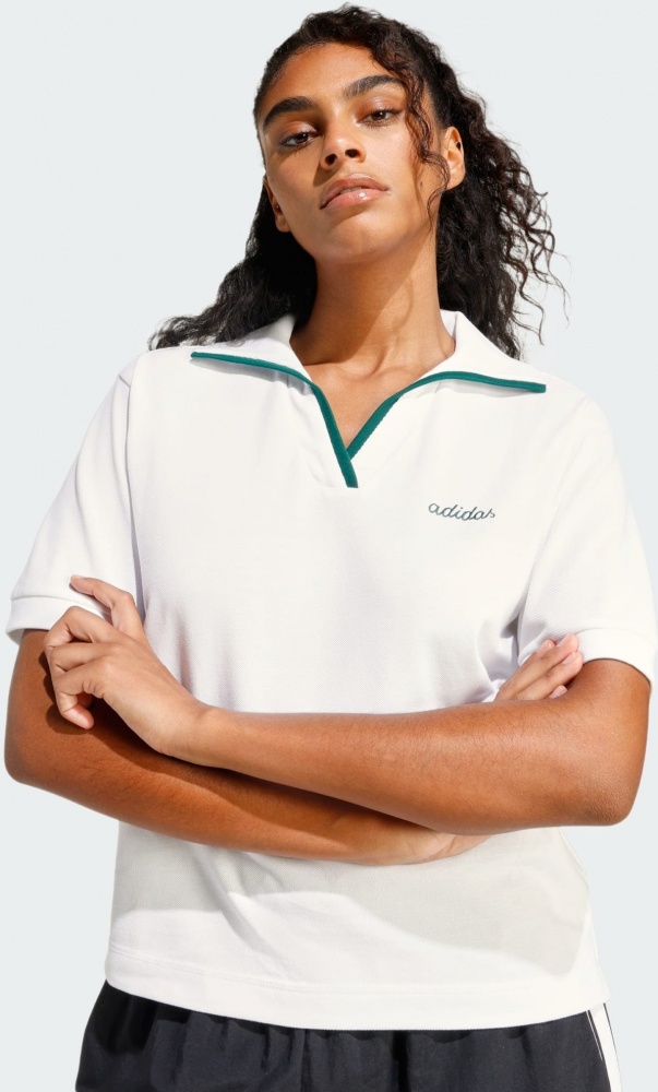 Поло Adidas W CP POLO WHITE/CGREEN JZ0191 р.XS білий