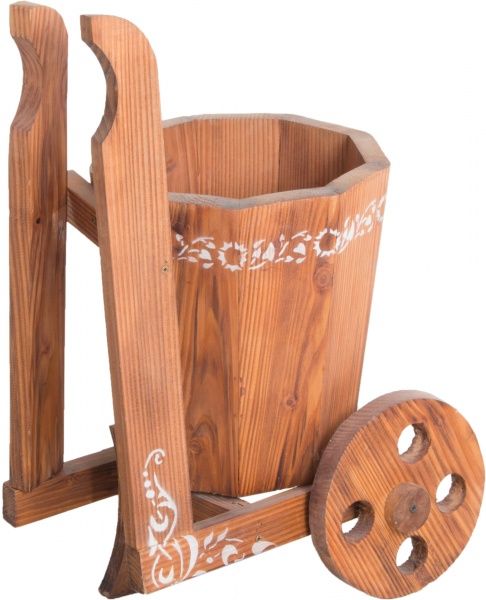Кашпо декоративное ELSA Ведерко на колесах 44 см 