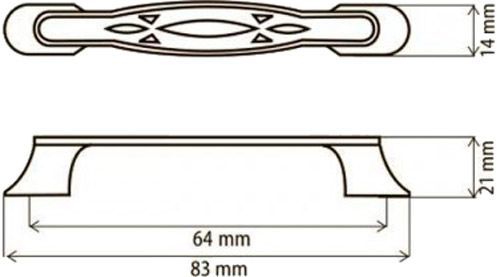 Мебельная ручка DR 55 AB 64 мм античная бронза DC 75706