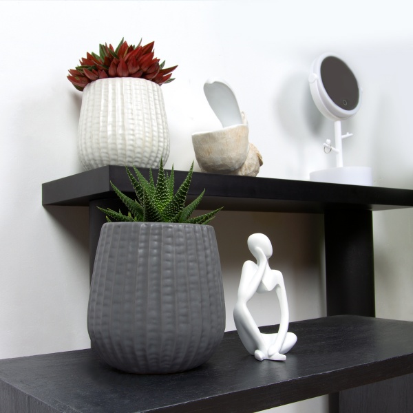 Кашпо керамическое МВМ DH-FLOWERS-25 S GRAY 13 см Серый 