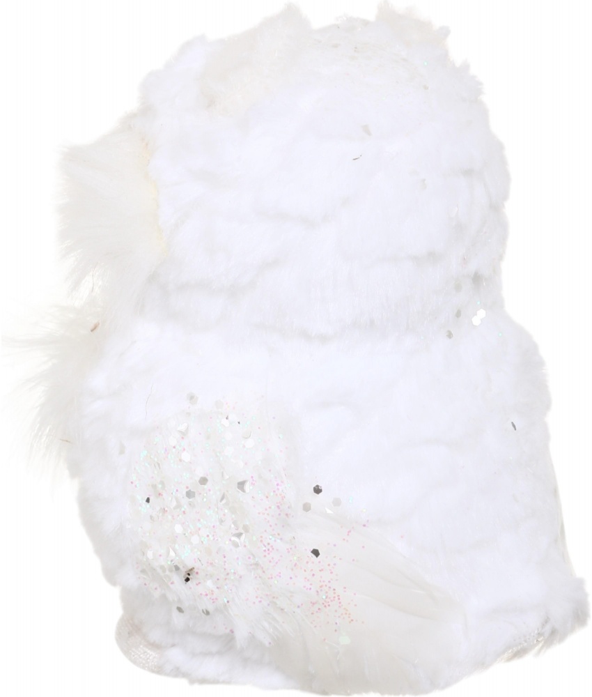 Декорация новогодняя Сова пушистая с перьями (F1962112) 15 см