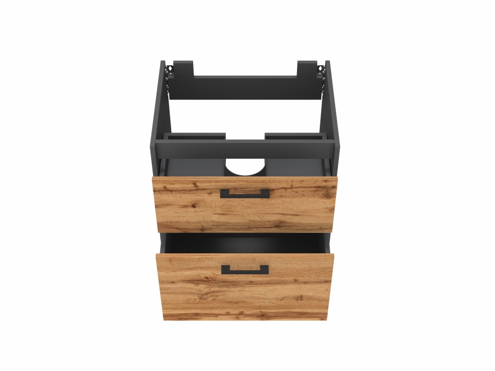 Тумба ЮВЕНТА Afina 60 см антрацит + Дуб Вотан під стільницю або умивальник Piedra 60