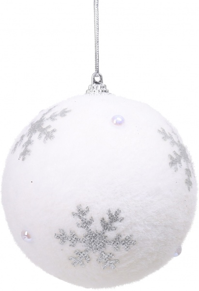 Шар новогодний Shunda пенопластиковый 100 мм бело-серебряный SDA213410WS