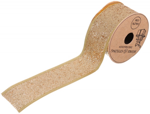 Стрічка декоративна новорічна з блискітками 38х2700 мм ANM800720 