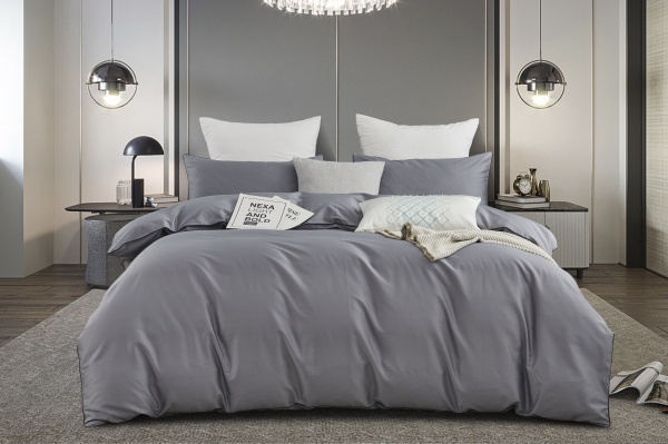Комплект постельного белья Solid семейный темно-серый La Nuit 