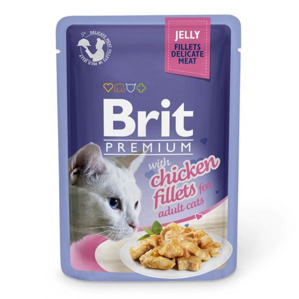 Корм Brit Premium для котів філе курки в желе, пауч, 85 г