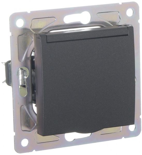 Механизм розетки HausMark Alta с крышкой черный SNG-SCP.SQ20MG1WGC-BK