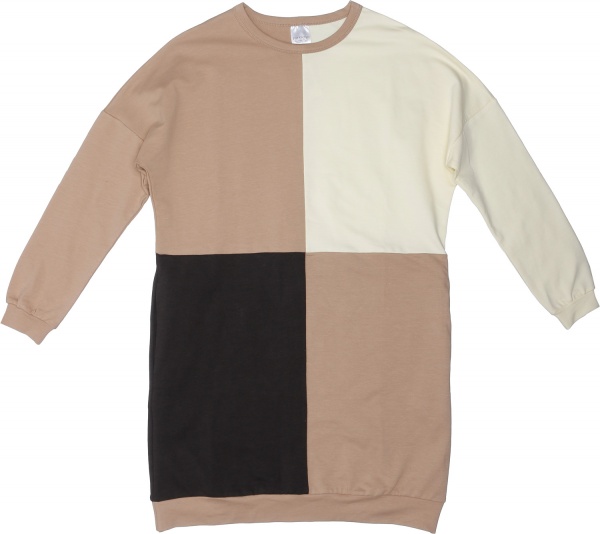 Платье Flis clothes Трехцветное р. M бежевый/черный 