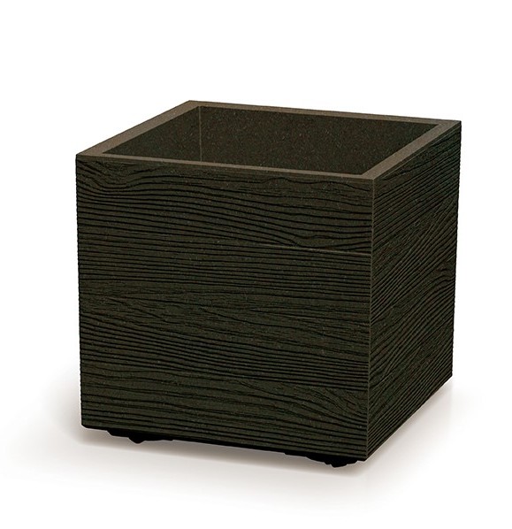 Горщик для квітів пластик Madera Square Eco Wood 400 мм квадратний кава PRP (82771-4625)