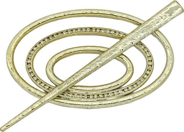 Заколка Овал 2 Еліт 60х100 мм мокре золото В0022-1а MISLT