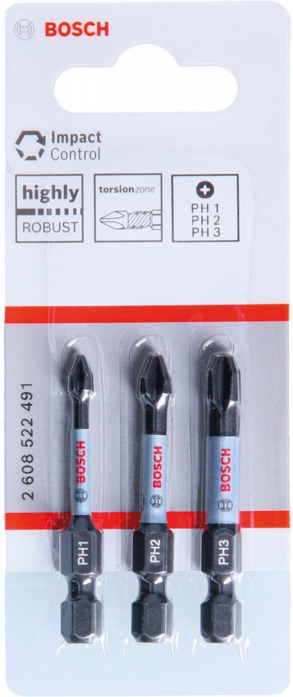 Бита Bosch Impact Control PH1/PH2/PH3 3 шт. 2608522491