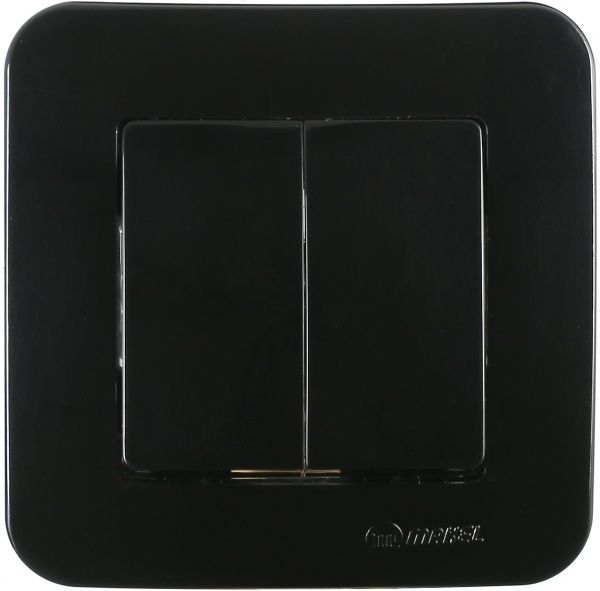 Вимикач двоклавішний Makel Lillium Natural без підсвітки 10 А 250В чорний