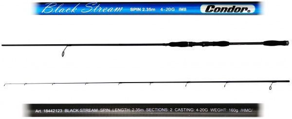 Спиннинговое удилище Condor 235 см Black Stream тест 4-21 г,карбон М8