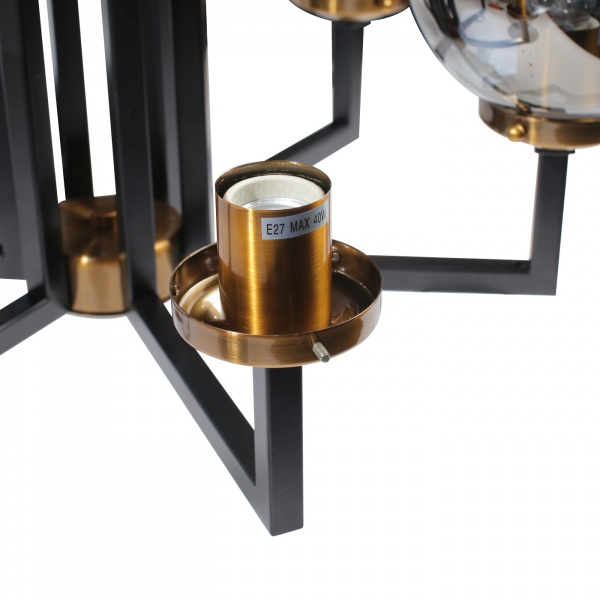 Светильник подвесной Светкомплект Bianka L 600-6 6xE27 черный/дымчатый 