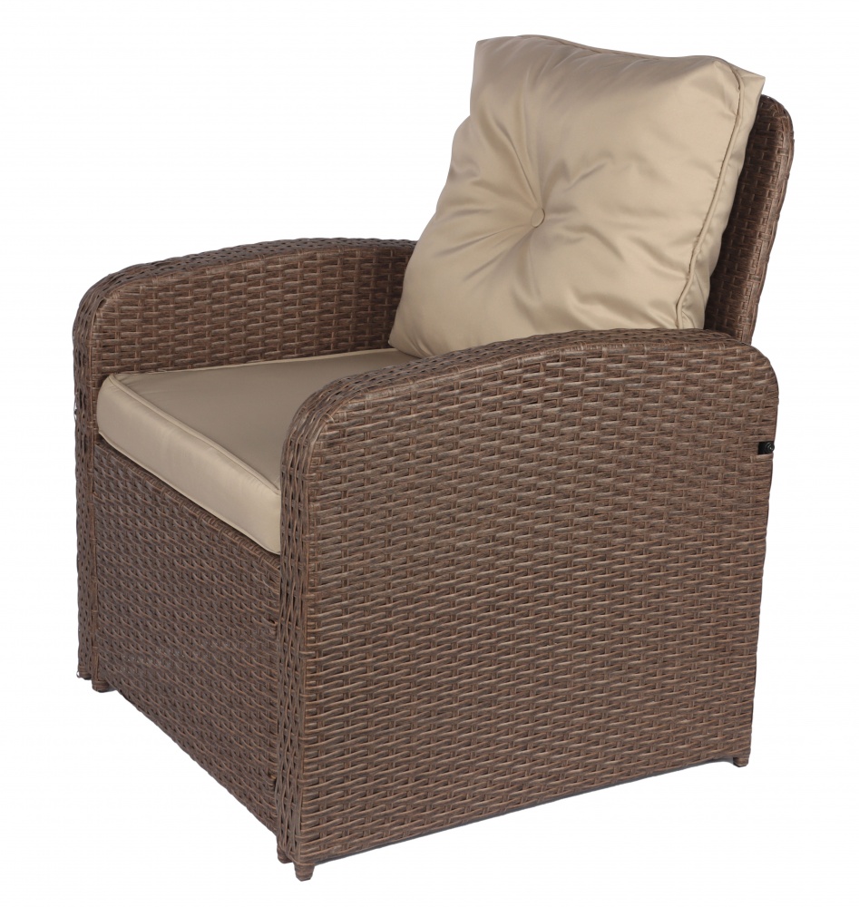 Комплект меблів Indigo зі штучного ротангу СТЕЛЛА (стіл 150*90см+кутовий диван+2 крісла, подушки) какао коричневий