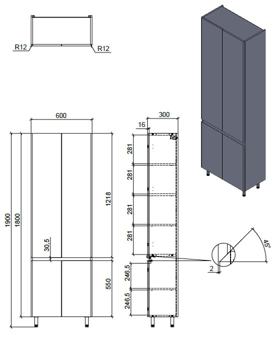Пенал напольный Aqua Rodos LEO белый глянец 60 см