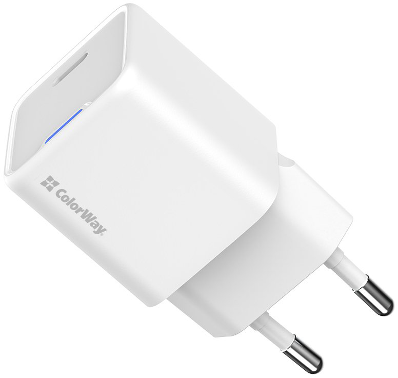 Сетевое зарядное устройство ColorWay GaN Mini 30W PD USB-C white