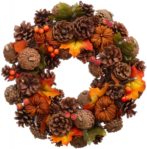 Венок с шишками, ягодами и листьями d340 мм EPI-C32535 