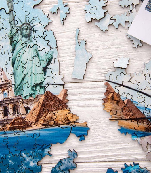 Пазл дерев'яний Пам'ятки світу 40 см PuzzleUp 