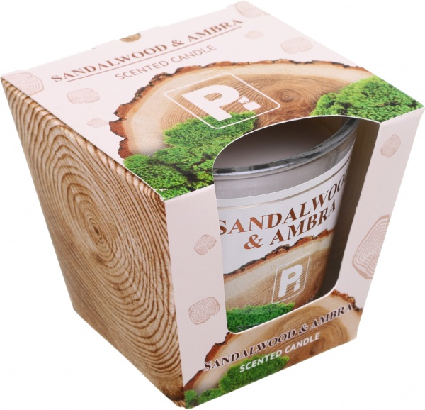 Свеча ароматическая Pako-If в стекле Tindra Сандаловое дерево-Амбра 