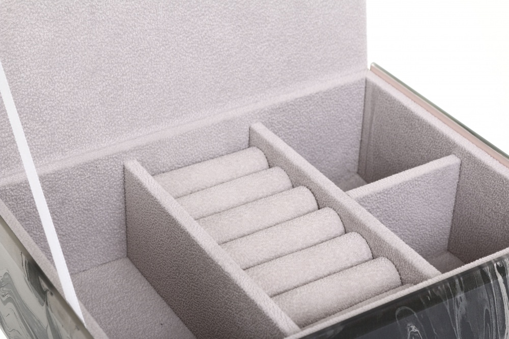 Шкатулка для украшений Jeanne 20,5x15x7 см серый мрамор