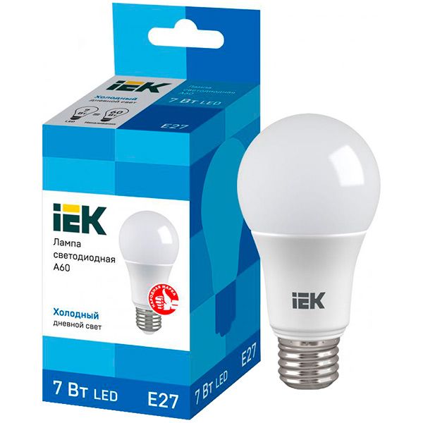 Лампа світлодіодна IEK ECO 7 Вт A60 матова E27 220 В 6500 К 