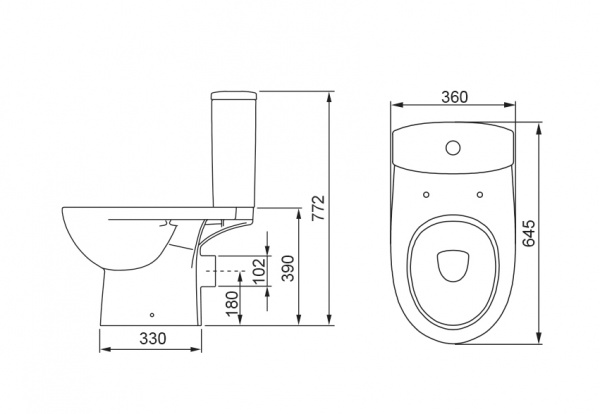 Унитаз-компакт Kolo Status горизонтальный выпуск с крышкой Duroplast Soft close Click2Clean