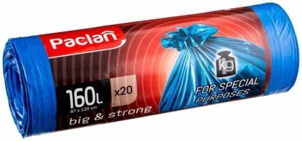 Мішки для побутового сміттямішки для будівельного сміття Paclan міцні 160 л 20 шт. (5900942340255)
