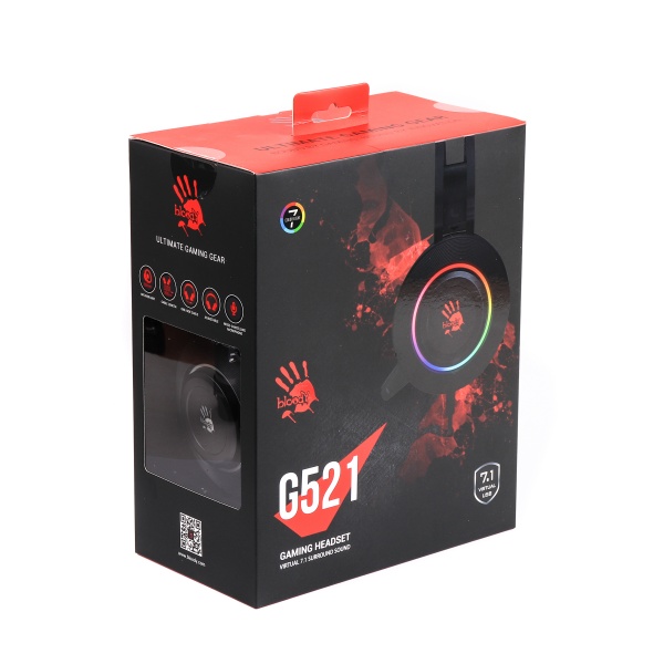 Навушники A4Tech (G521 Bloody (Black)) Hi Fi, 7.1 підсвічування 7 кольорів, USB 