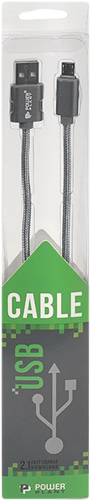 Кабель PowerPlant USB – microUSB 2 м сірий USB 2.0 AM – Micro 2м 
