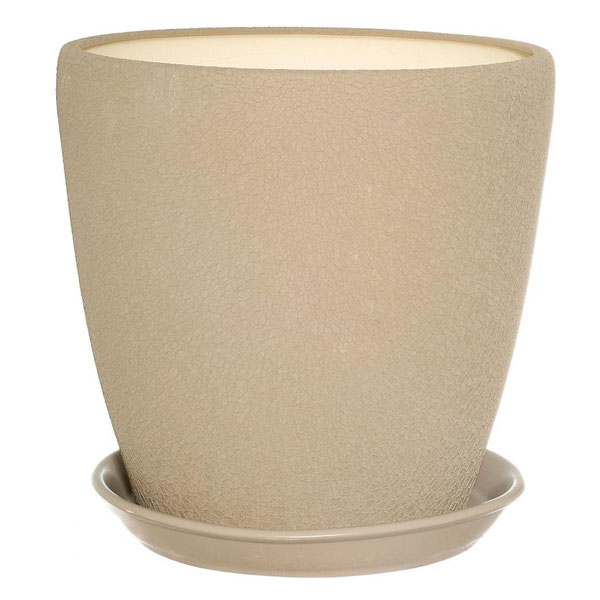 Горшок керамический Ориана-Запорожкерамика Грация №1 шелк капучино круглый 10л капучино (056-1-053) 