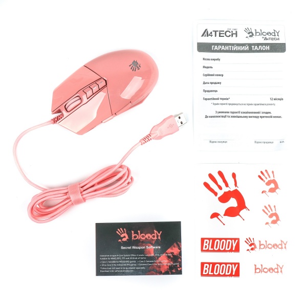 Мишка A4Tech P91s Bloody (Pink), ігрова, з активованим ПЗ, RGB 