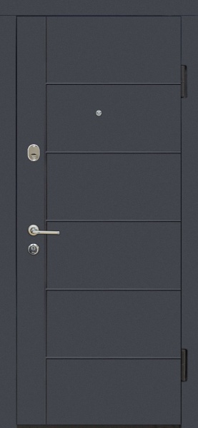 Дверь входная TM Riccardi Стандарт G графит матовый / дуб белый 2050x960 мм правая