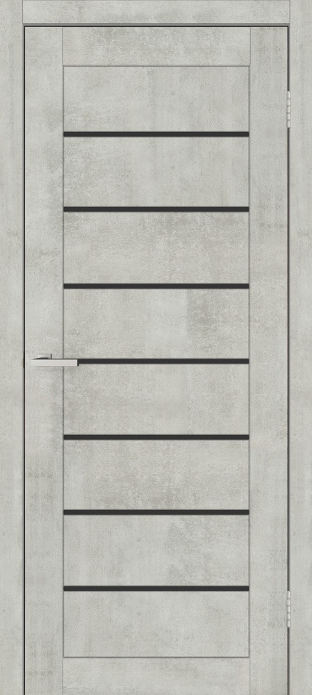 Дверное полотно ОМиС Lego 10 ВG (с фрезерованием п/з 96/85) ПО черное стекло 700 мм цемент