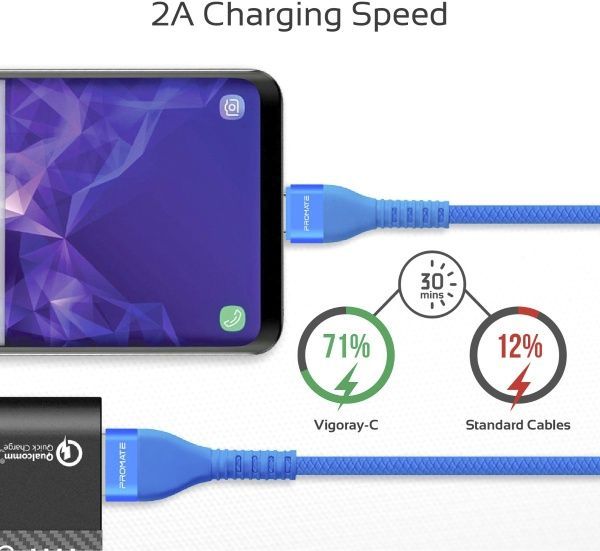 Кабель Promate Vigoray-C USB - USB Type-C 1,2 м синий (vigoray-c.blue) 