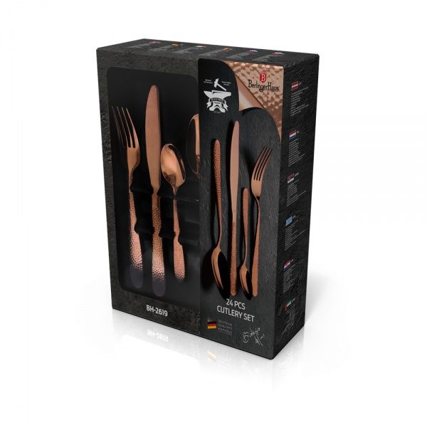 Набір столових приборів Metallic Line ROSE GOLD Edition 24 предмети BH 2619 Berlinger
