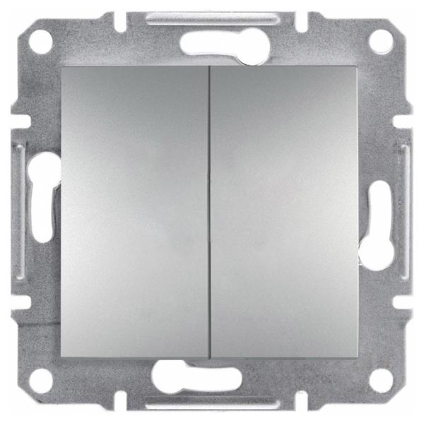 Вимикач двоклавішний Schneider Electric Asfora 10 А 220В IP20 алюміній EPH0300161