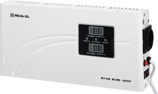 Стабілізатор напруги REAL-EL STAB SLIM-1000, white (REAL-EL