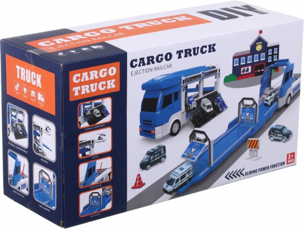 Игровой набор Shantou Эвакуационный контейнеровоз-гараж со звуковыми эффектами OTB0581805