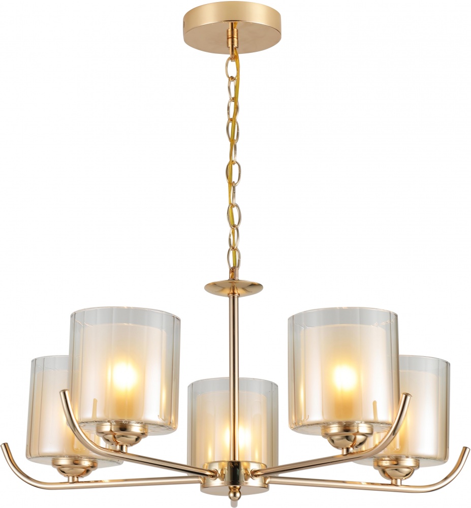 Люстра підвісна Sensio Australis 5x40 Вт E27 золото/амбер ALG-07490/5