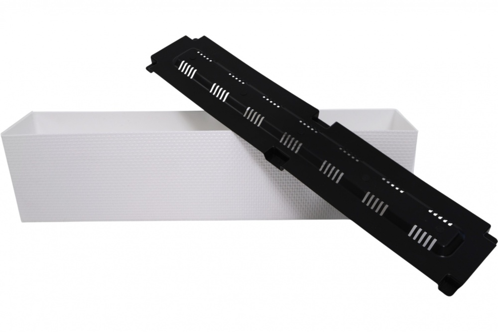 Ящик балконний пластик КАННА зі вставкою прямокутний білий ММ-Пласт (Bp60wh)