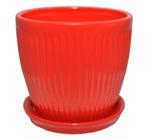Горшок керамический Вертикаль премиум круглый 1л красный 