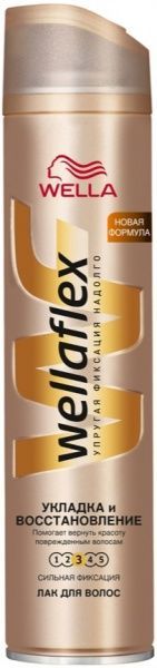 Лак для волосся Wella Wellaflex Укладка та Відновлення сильна фіксація 250 мл